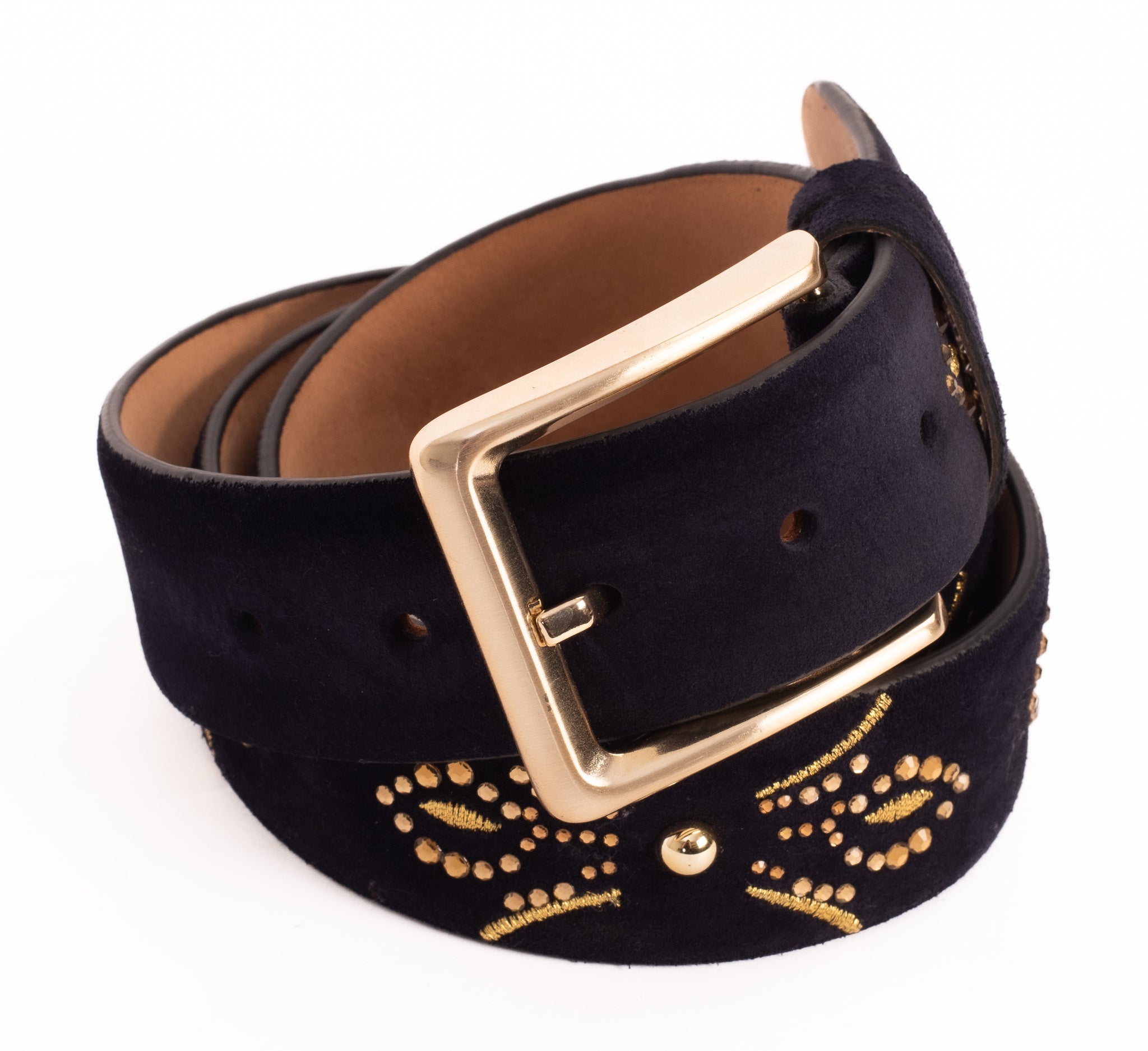 The Lazio Navy Blue Suede Leather Belt Exclusive Style