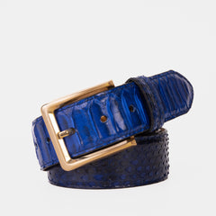 The Boss Navy Blue Pythn Snk Leather Belt On Sale