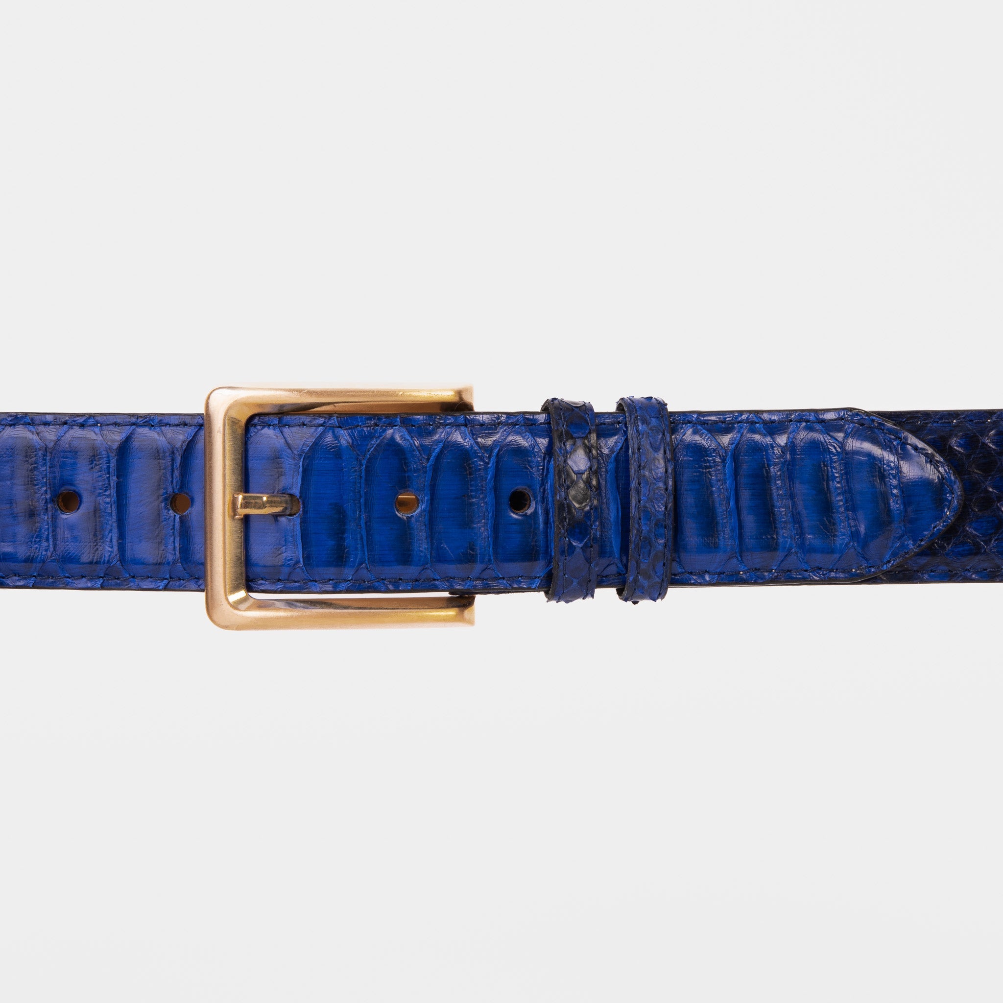 The Boss Navy Blue Pythn Snk Leather Belt On Sale
