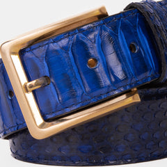 The Boss Navy Blue Pythn Snk Leather Belt On Sale