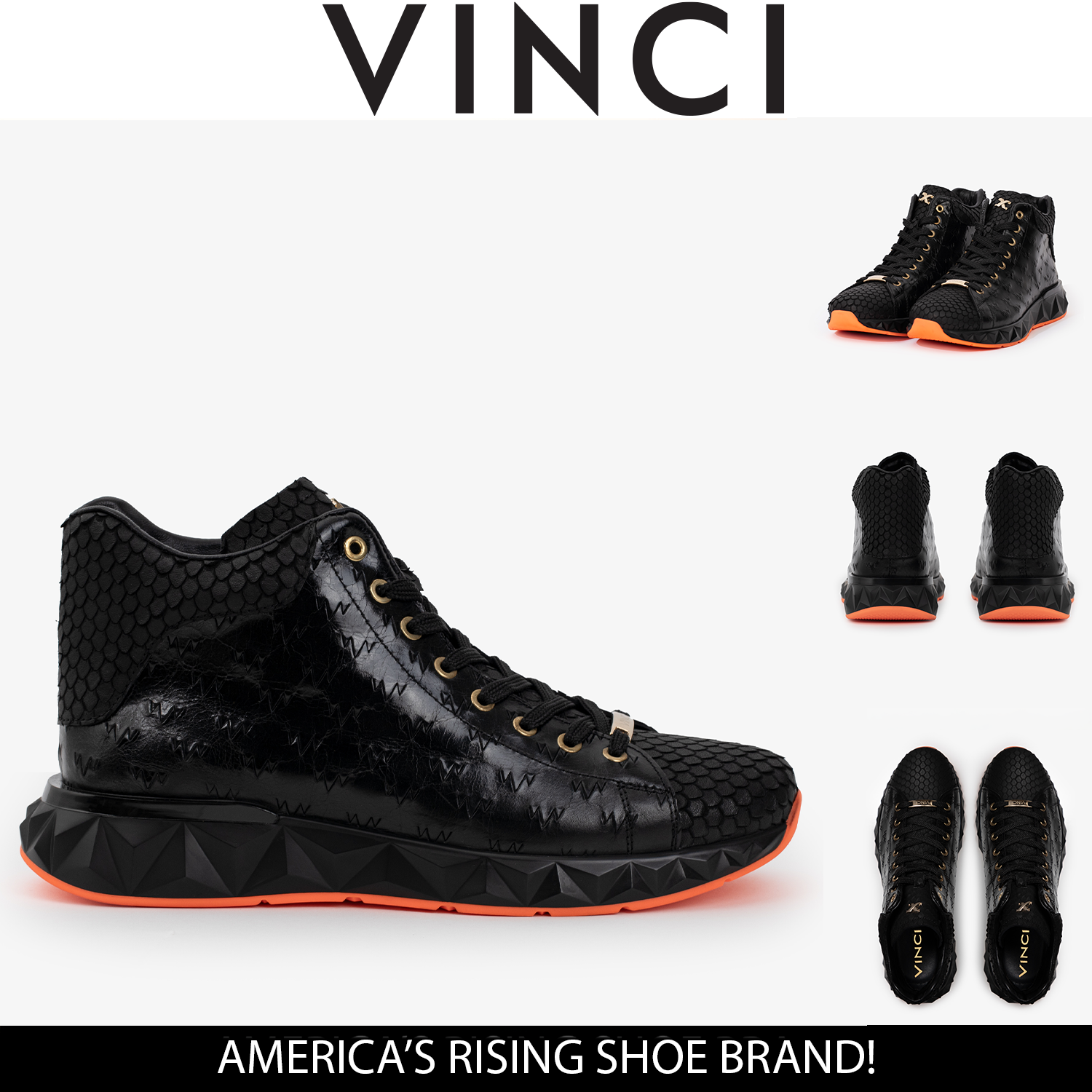 The Caesars Black Leather High-Top Sneaker For Sale
