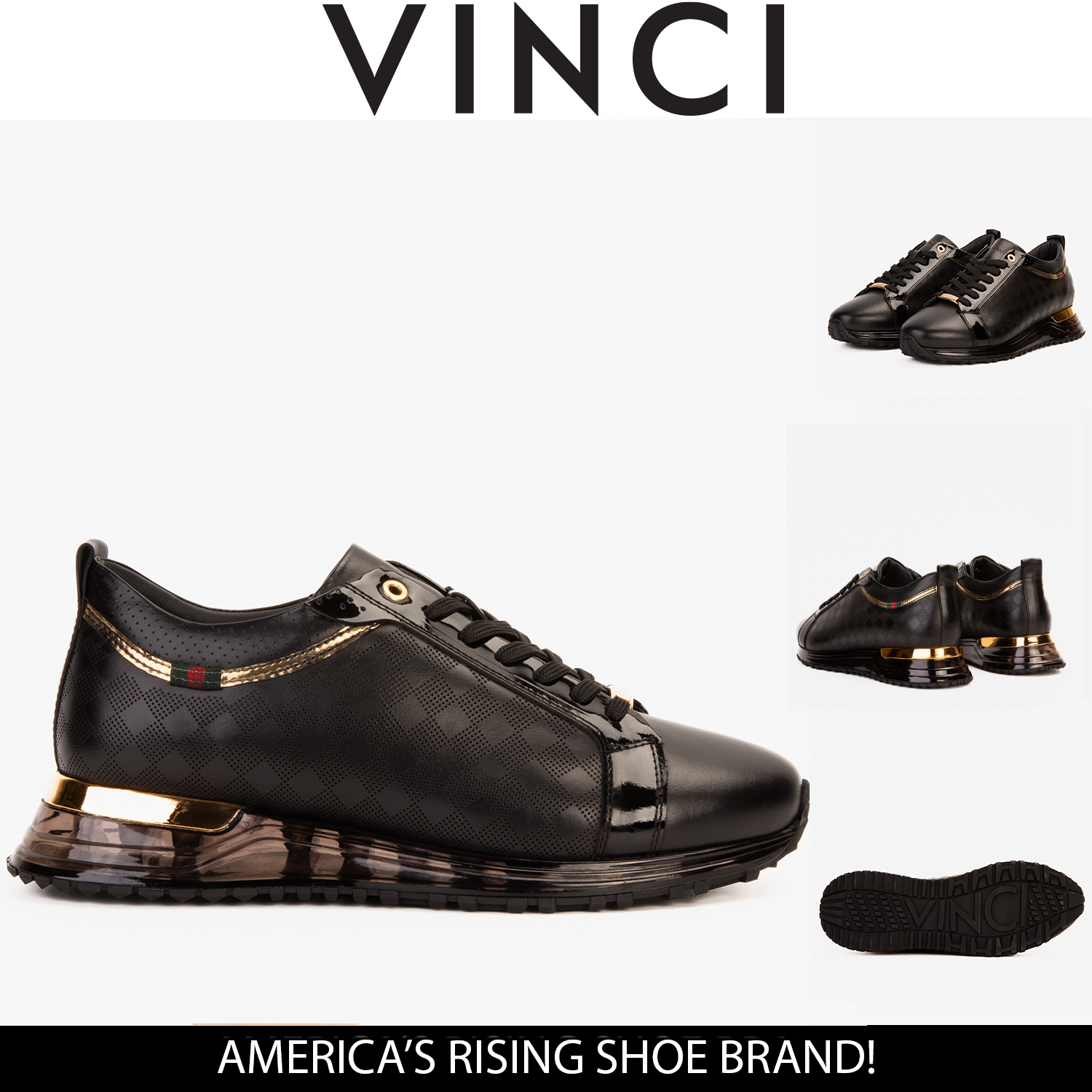 The Cenova Black Gold Leather Sneaker All New