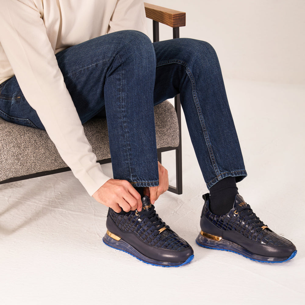 The Marseille Navy Blue Leather Sneaker Fine Craftsmanship