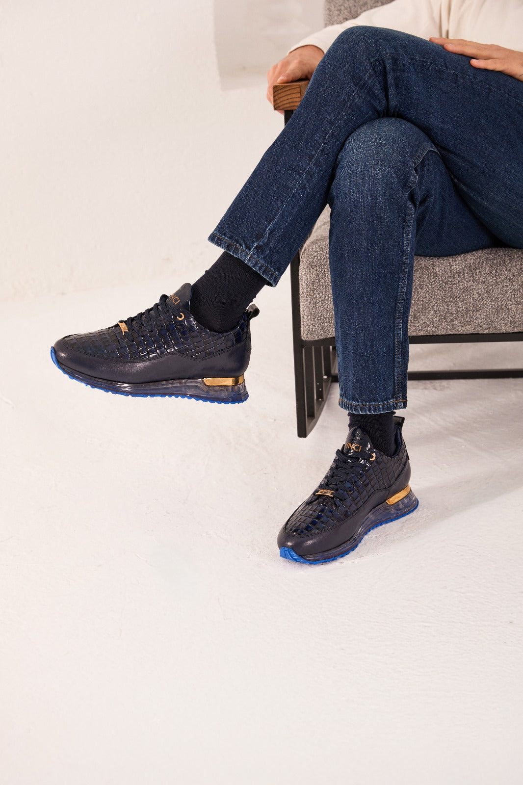 The Marseille Navy Blue Leather Sneaker Fine Craftsmanship