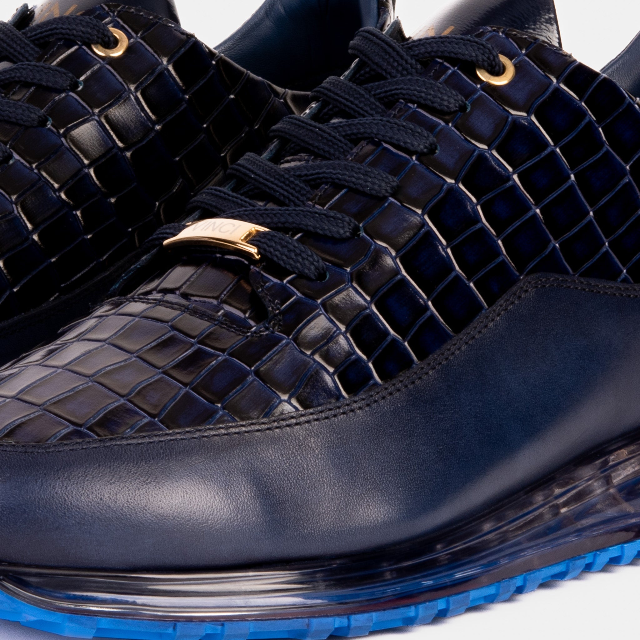 The Marseille Navy Blue Leather Sneaker Fine Craftsmanship