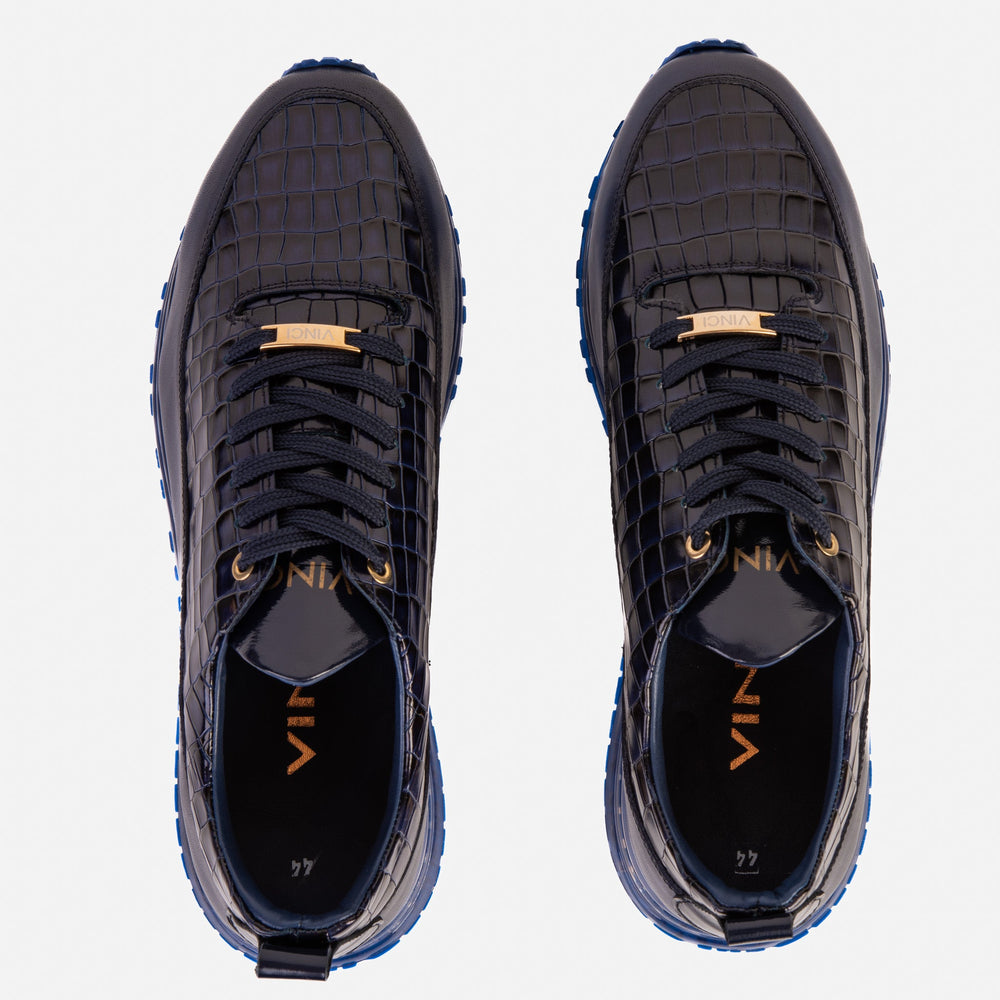 The Marseille Navy Blue Leather Sneaker Fine Craftsmanship