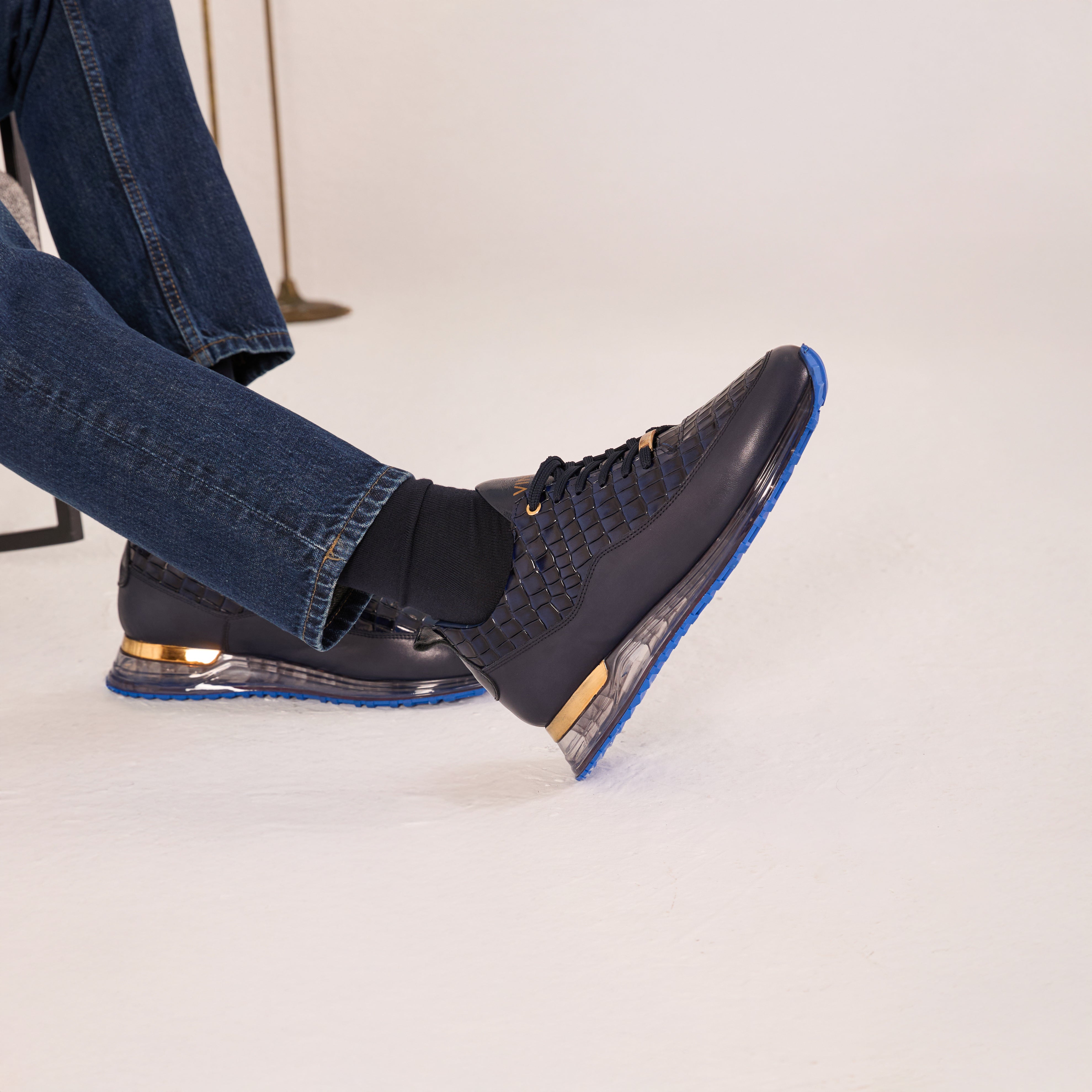 The Marseille Navy Blue Leather Sneaker Fine Craftsmanship
