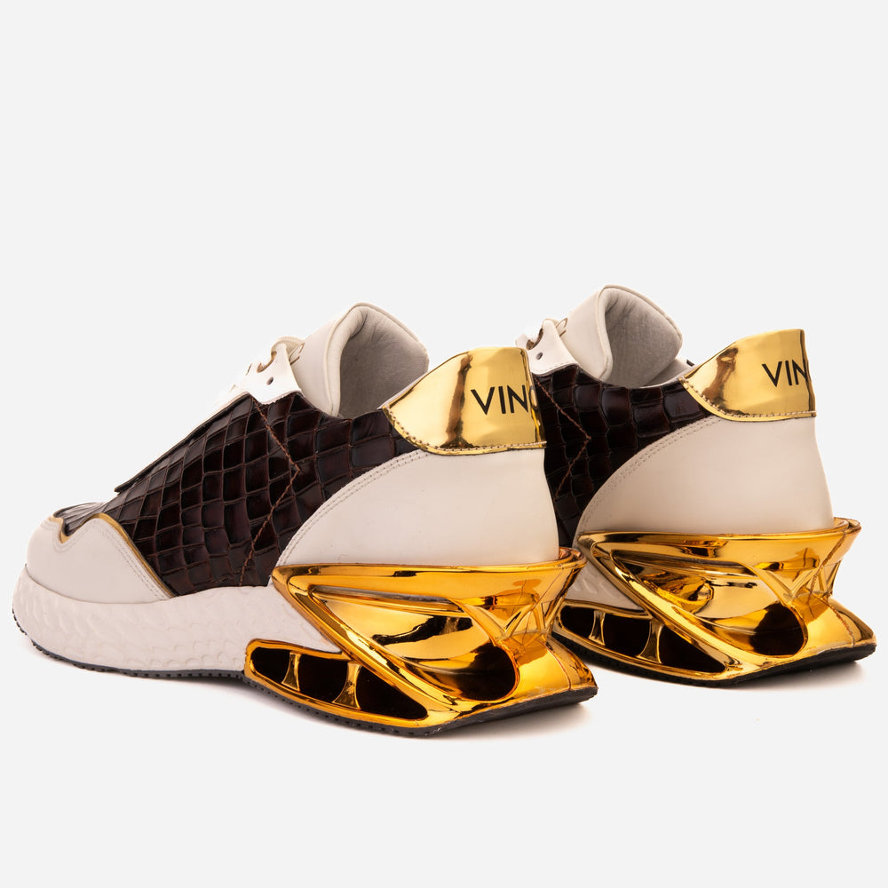 The Bellagio White Gold Leather Sneaker Exclusive Style