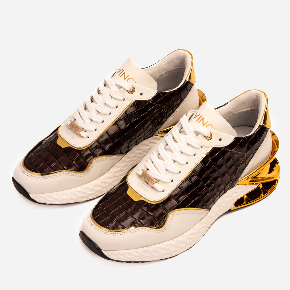 The Bellagio White Gold Leather Sneaker Exclusive Style