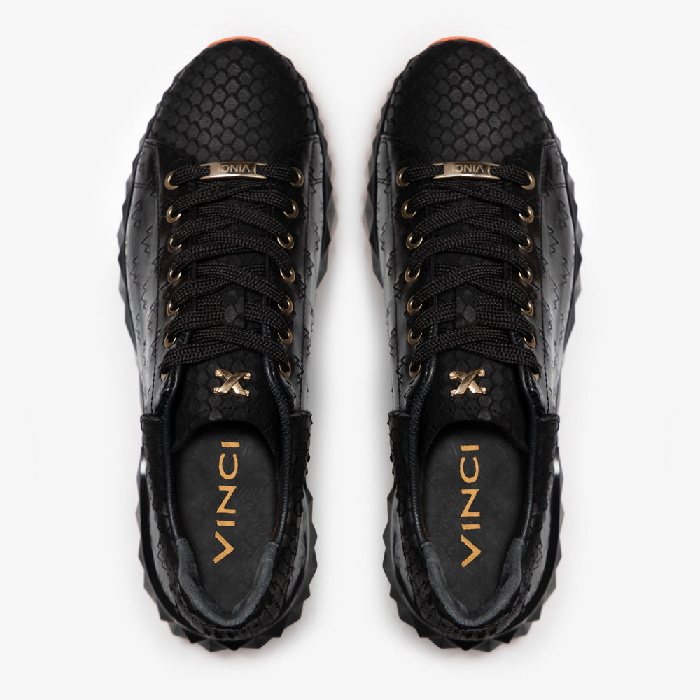 The Caesars Black Leather  Sneaker For Sale
