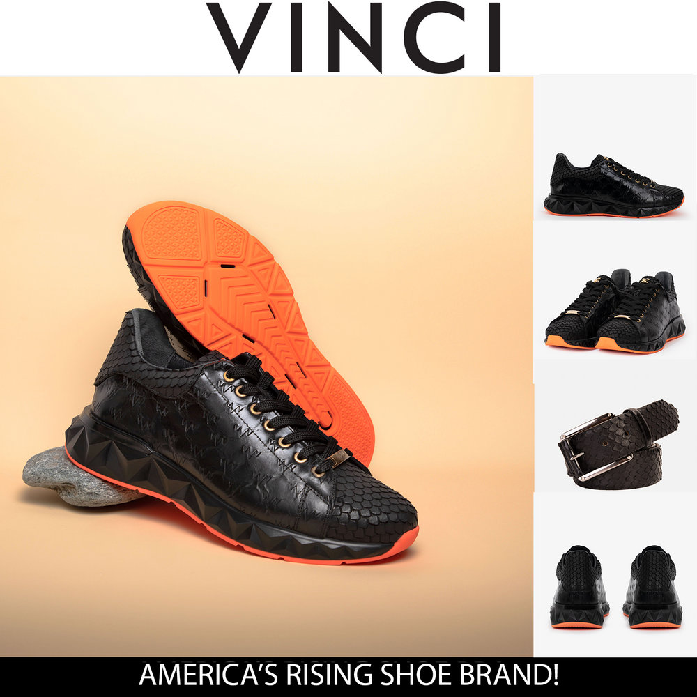 The Caesars Black Leather  Sneaker For Sale