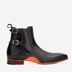 The Royal Hand Craft Black Leather Double-Buckle Chelsea Boot Universal Fit