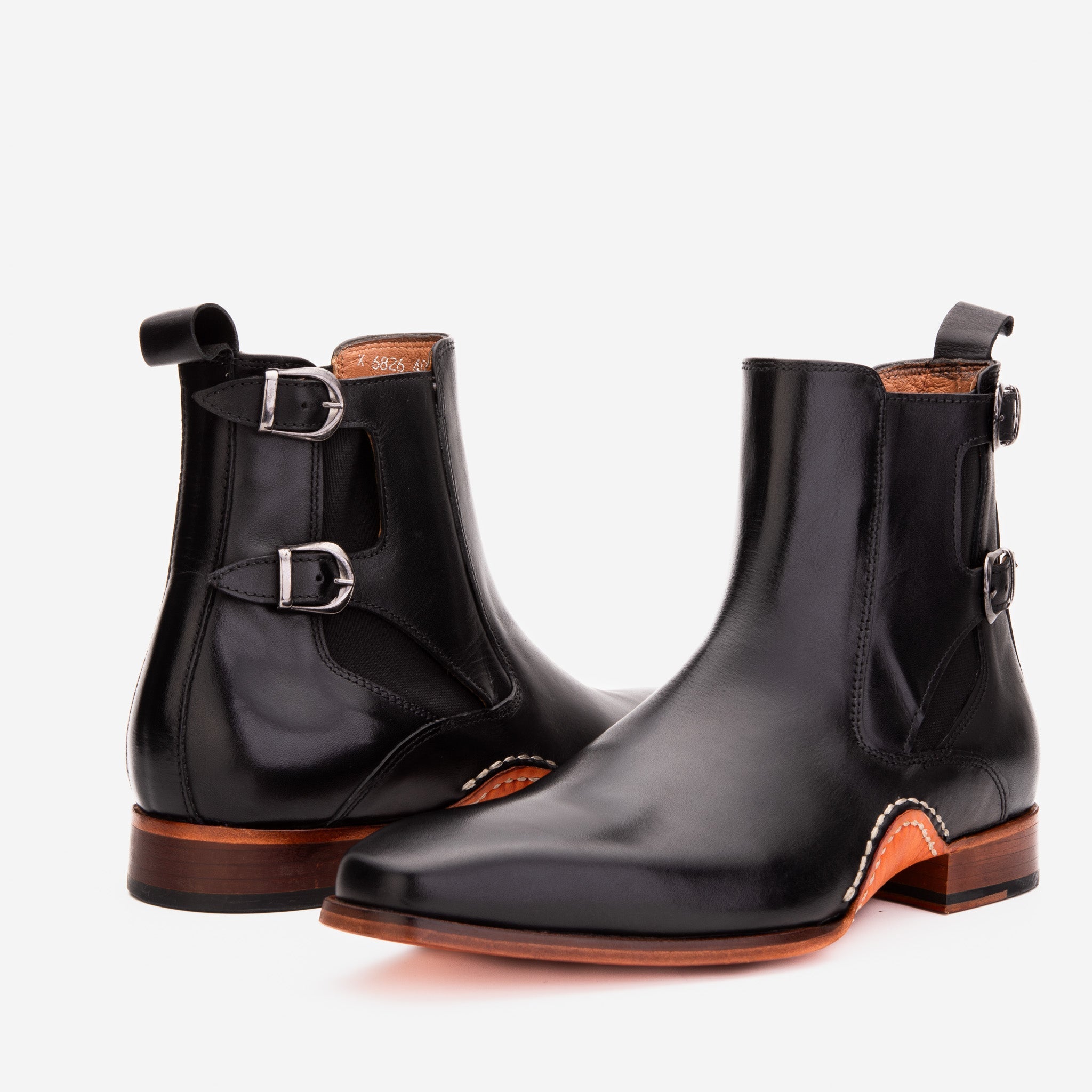 The Royal Hand Craft Black Leather Double-Buckle Chelsea Boot Universal Fit