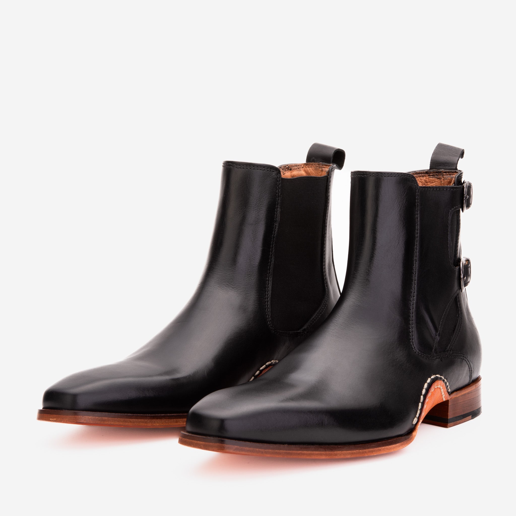 The Royal Hand Craft Black Leather Double-Buckle Chelsea Boot Universal Fit
