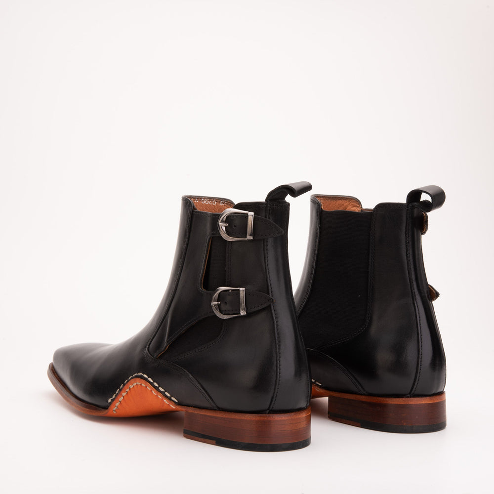 The Royal Hand Craft Black Leather Double-Buckle Chelsea Boot Universal Fit