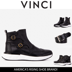 The Stealth Wingtip Buckle Black Leather Boot Exclusive Style