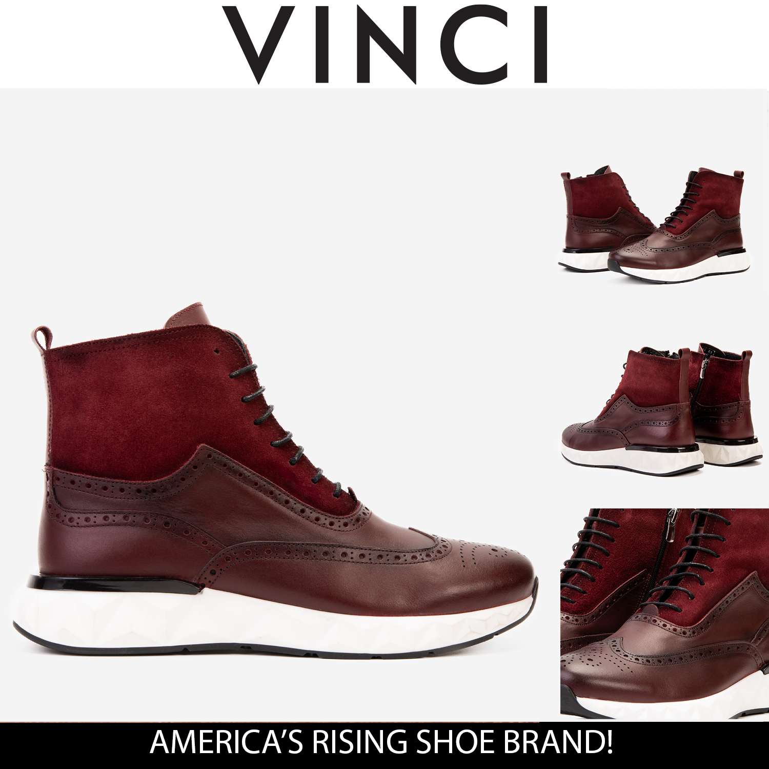 The Regent Burgundy Leather Wingtip\n Brogue Casual Boot On Sale