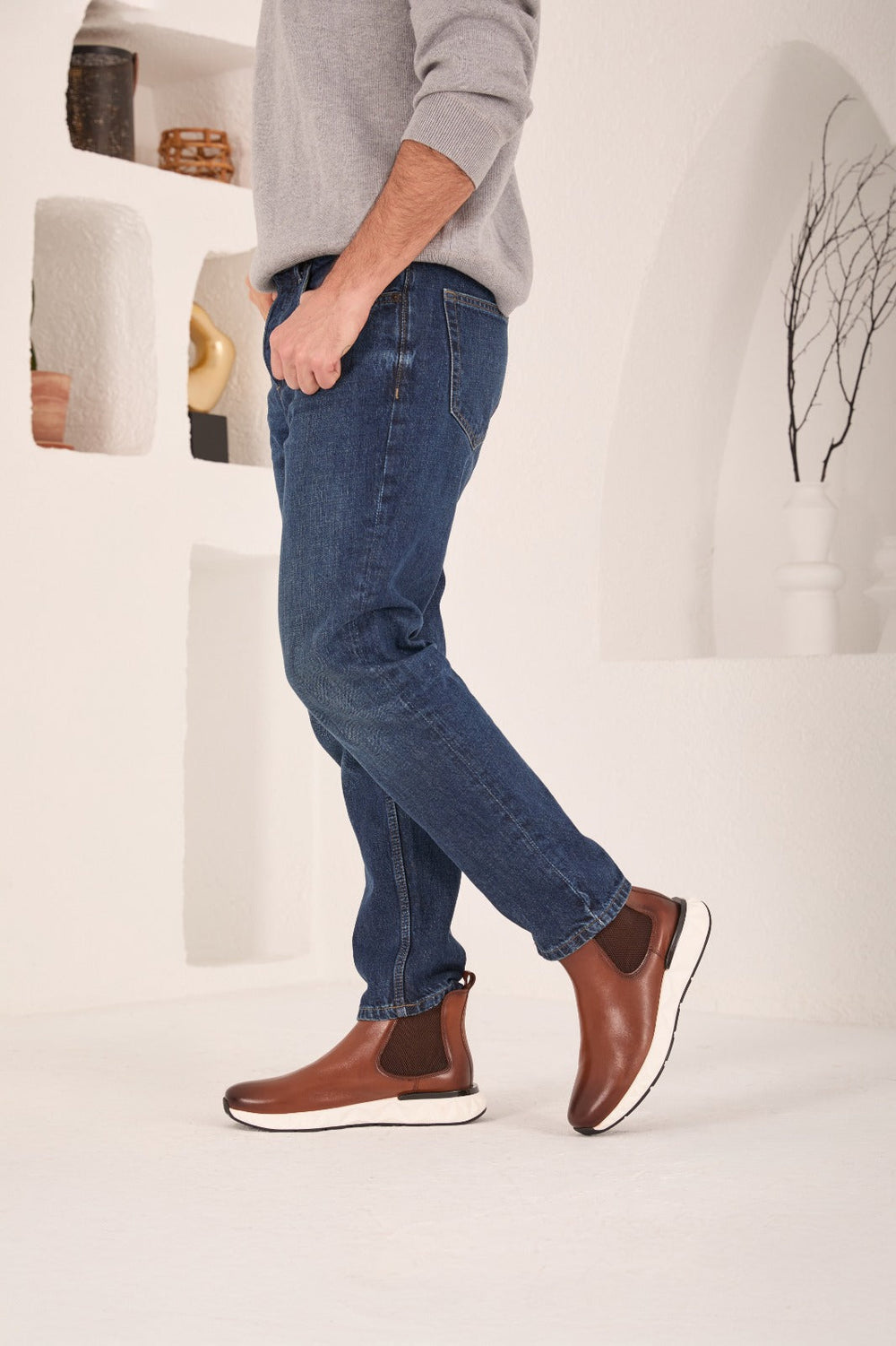 The Apex Tan Leather Chealsea Boot For Sale