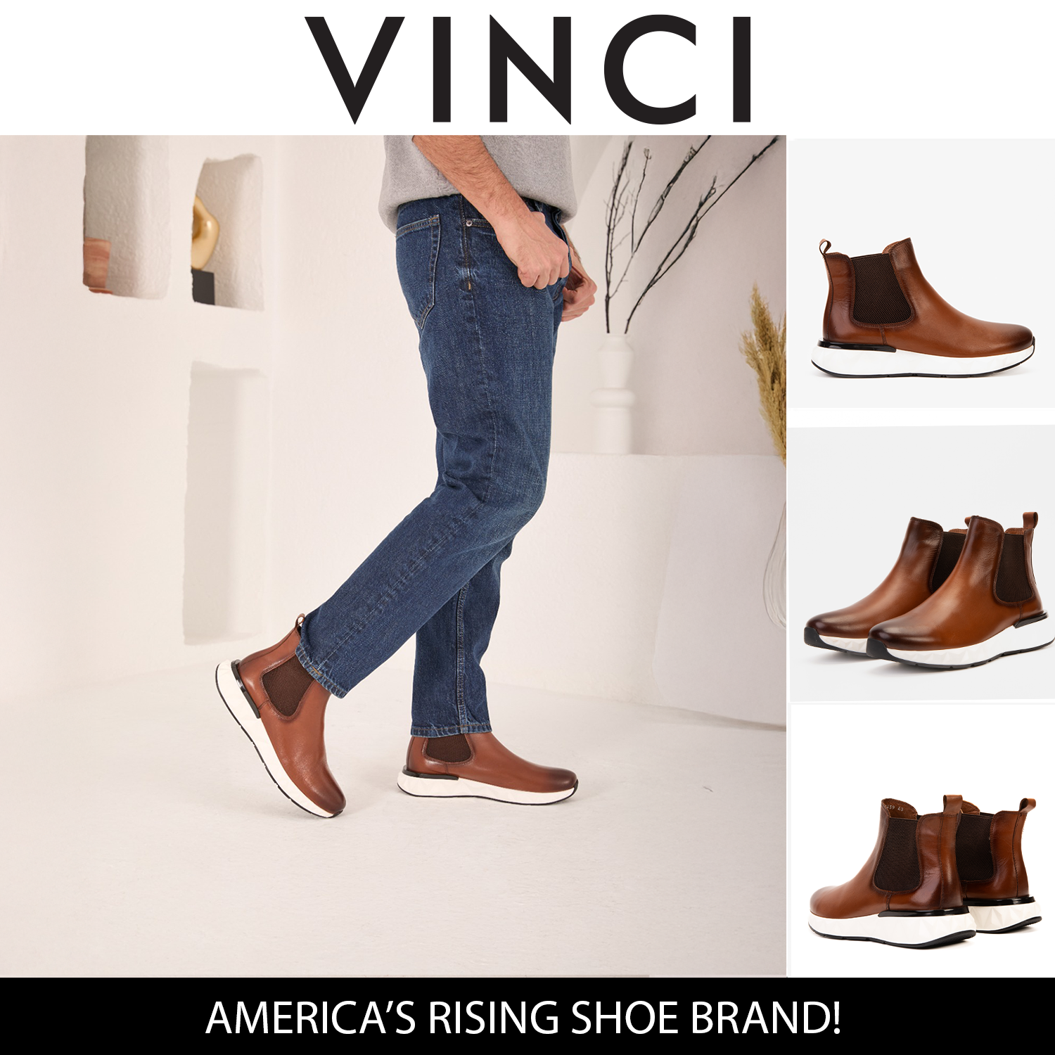 The Apex Tan Leather Chealsea Boot For Sale