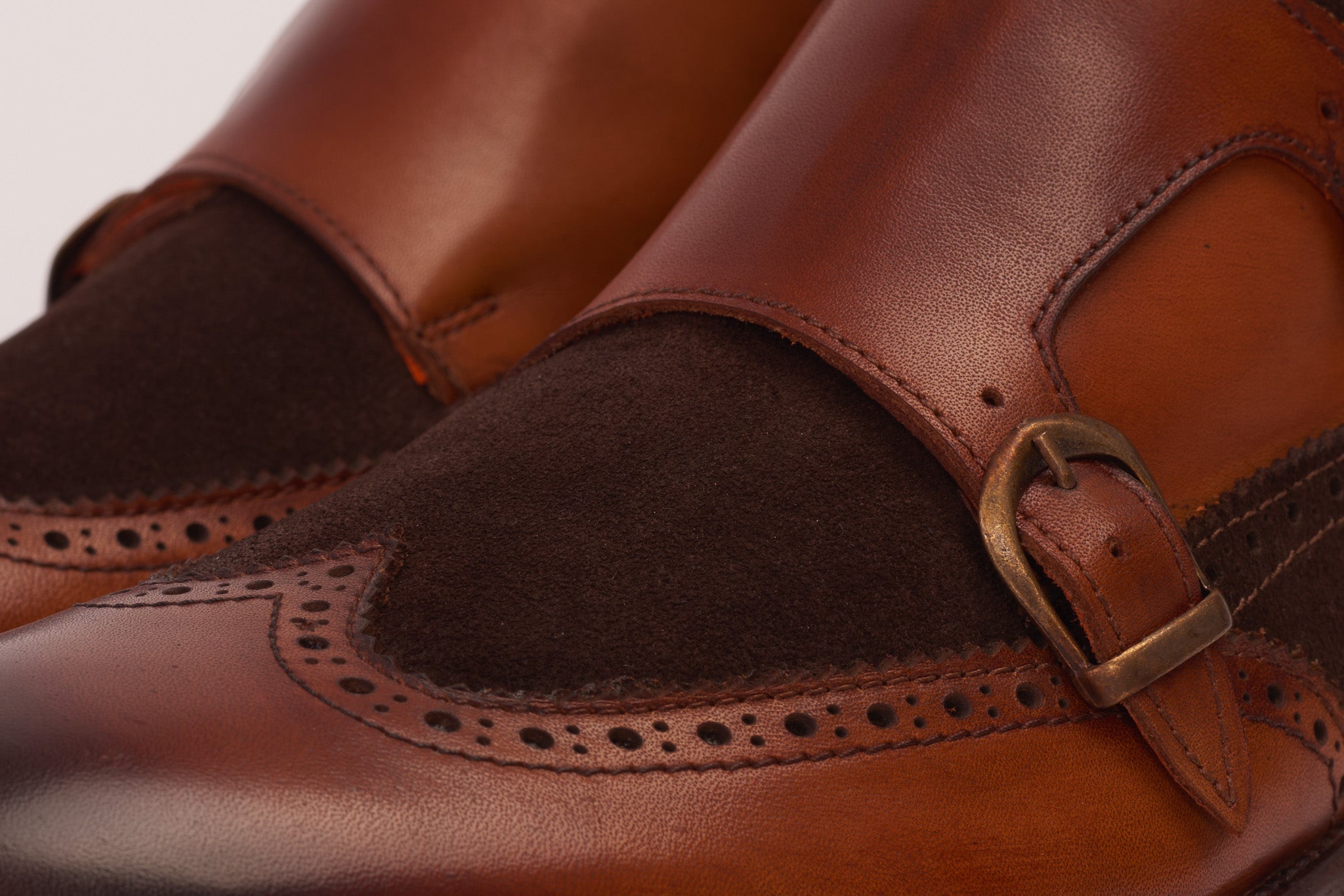 The Albus Tan Leather Suede Double Strap Monk Brogue  Boot Exclusive Style