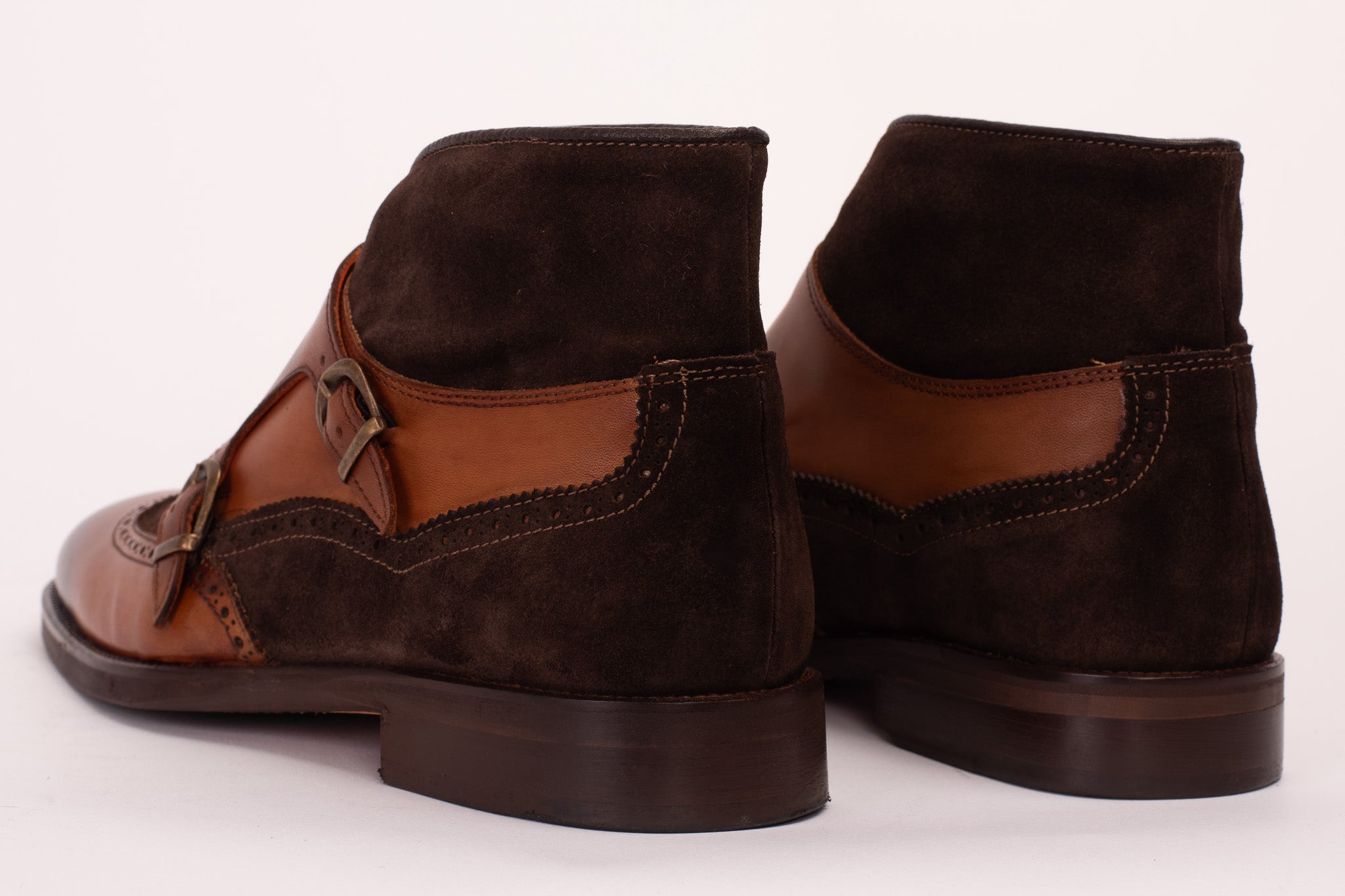 The Albus Tan Leather Suede Double Strap Monk Brogue  Boot Exclusive Style