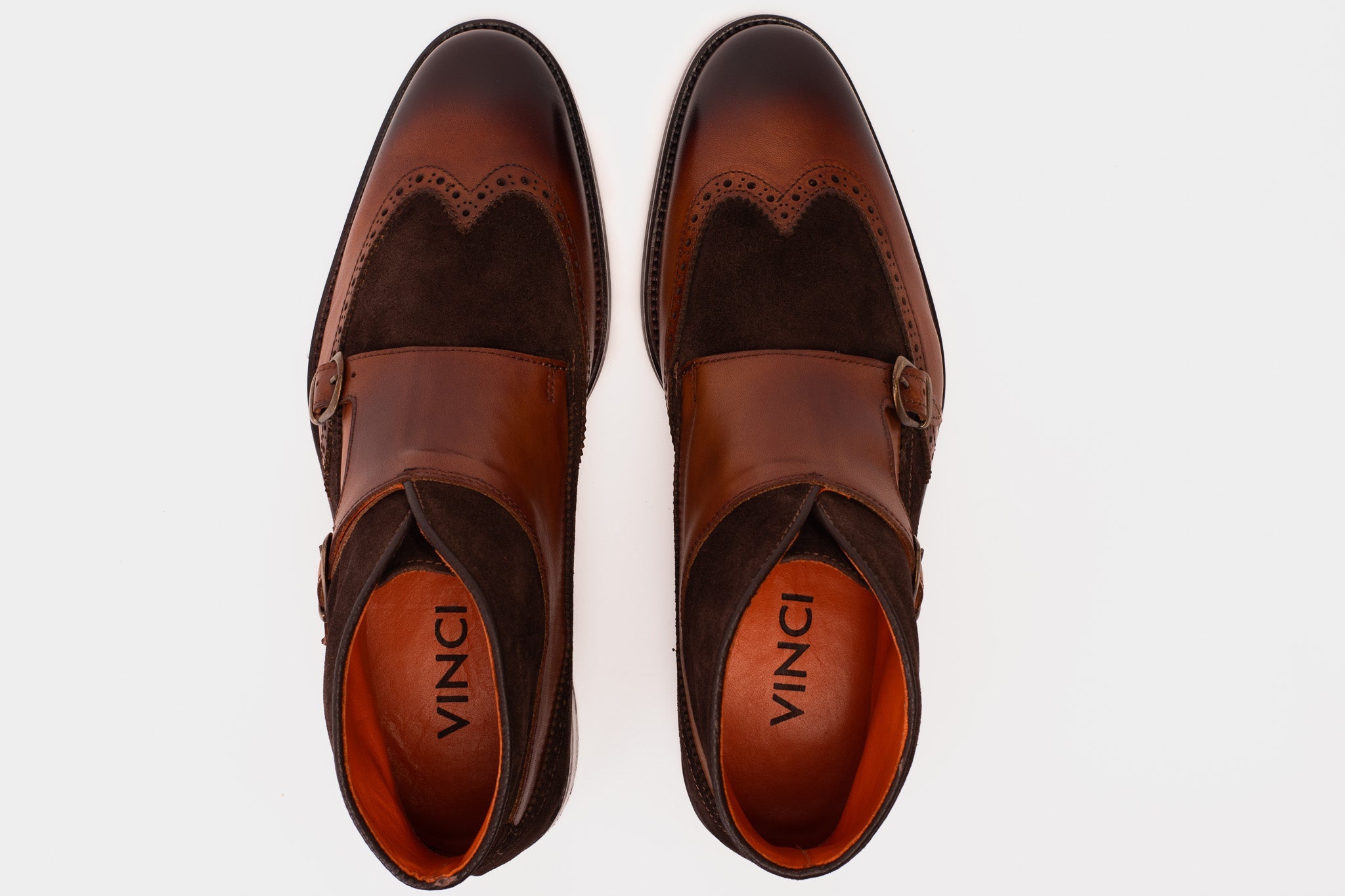 The Albus Tan Leather Suede Double Strap Monk Brogue  Boot Exclusive Style