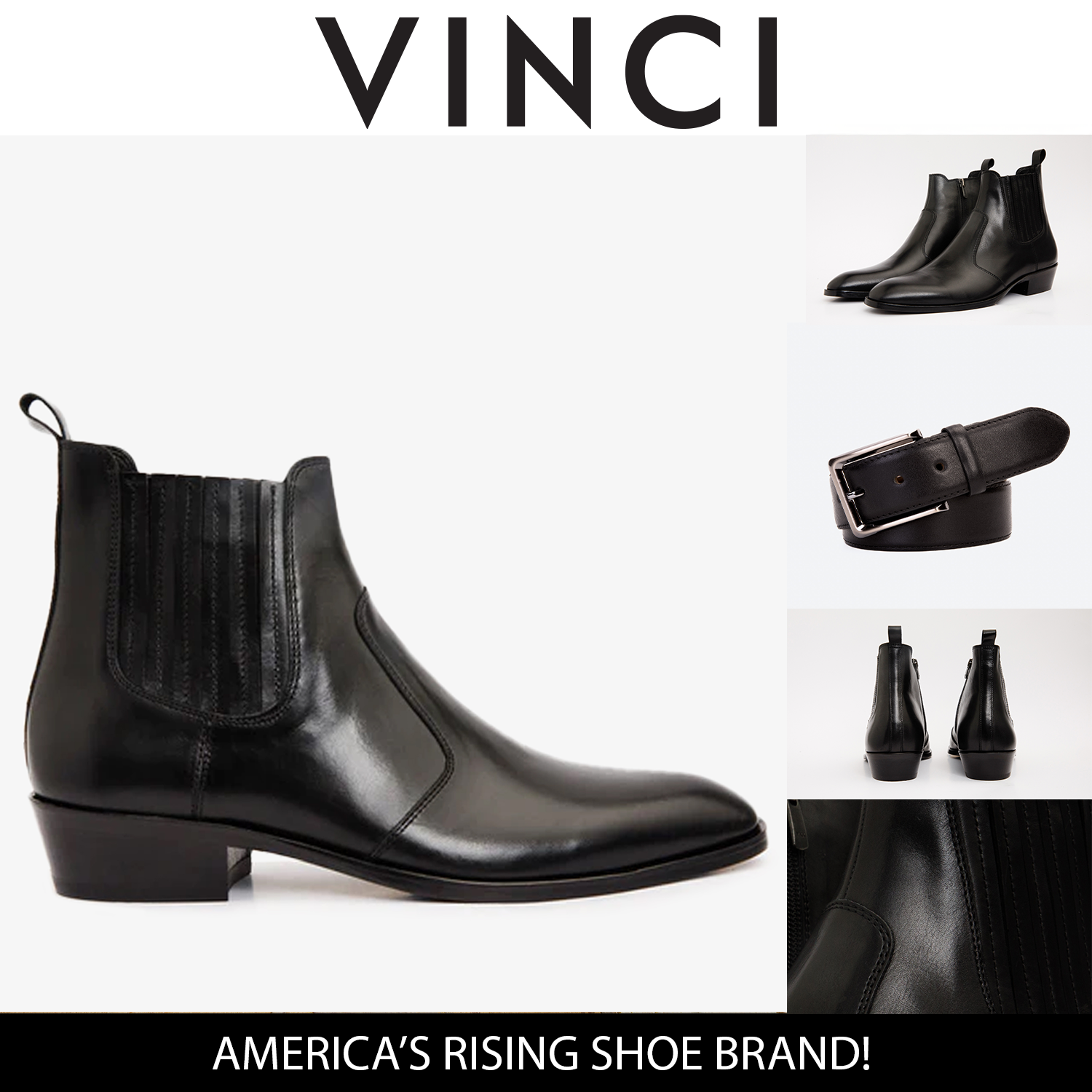 The Sorhag Black Leather Dress Boot For Sale