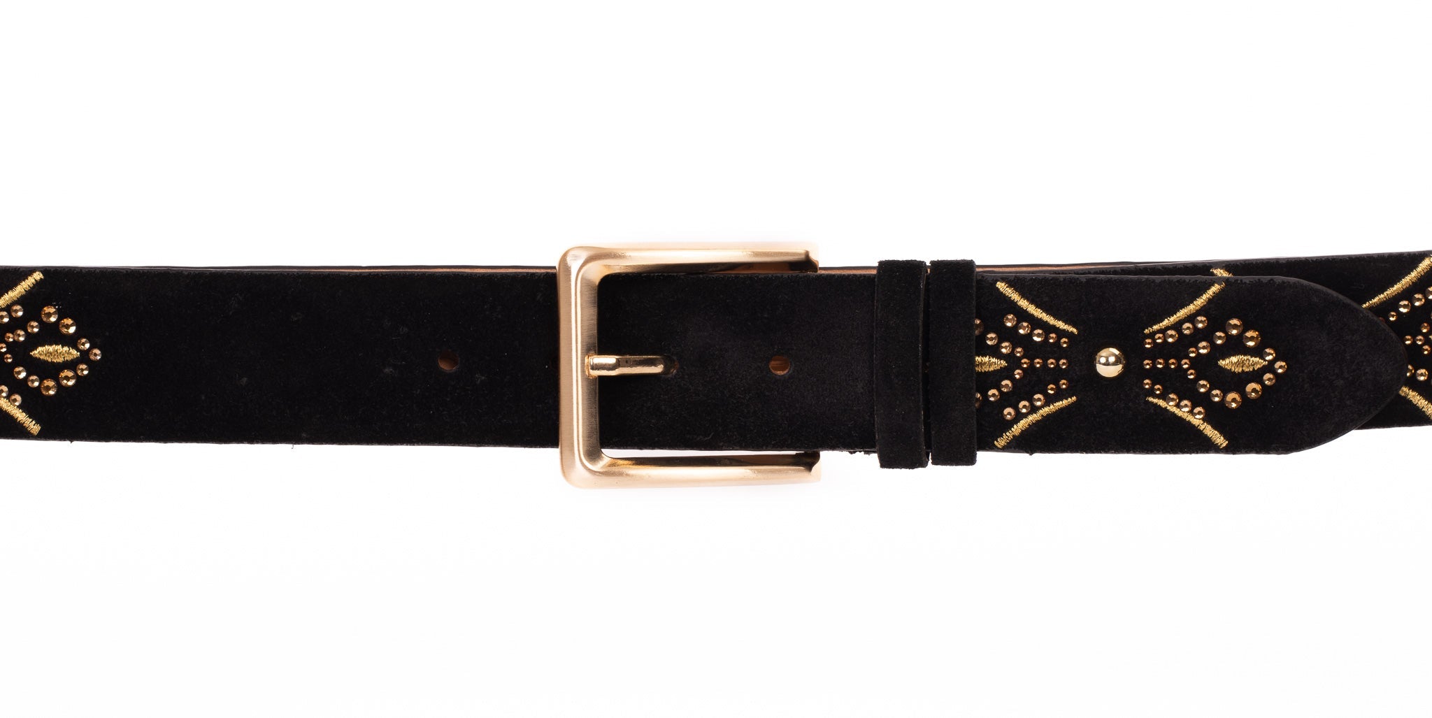 The Lazio Black Suede Leather Belt Universal Fit