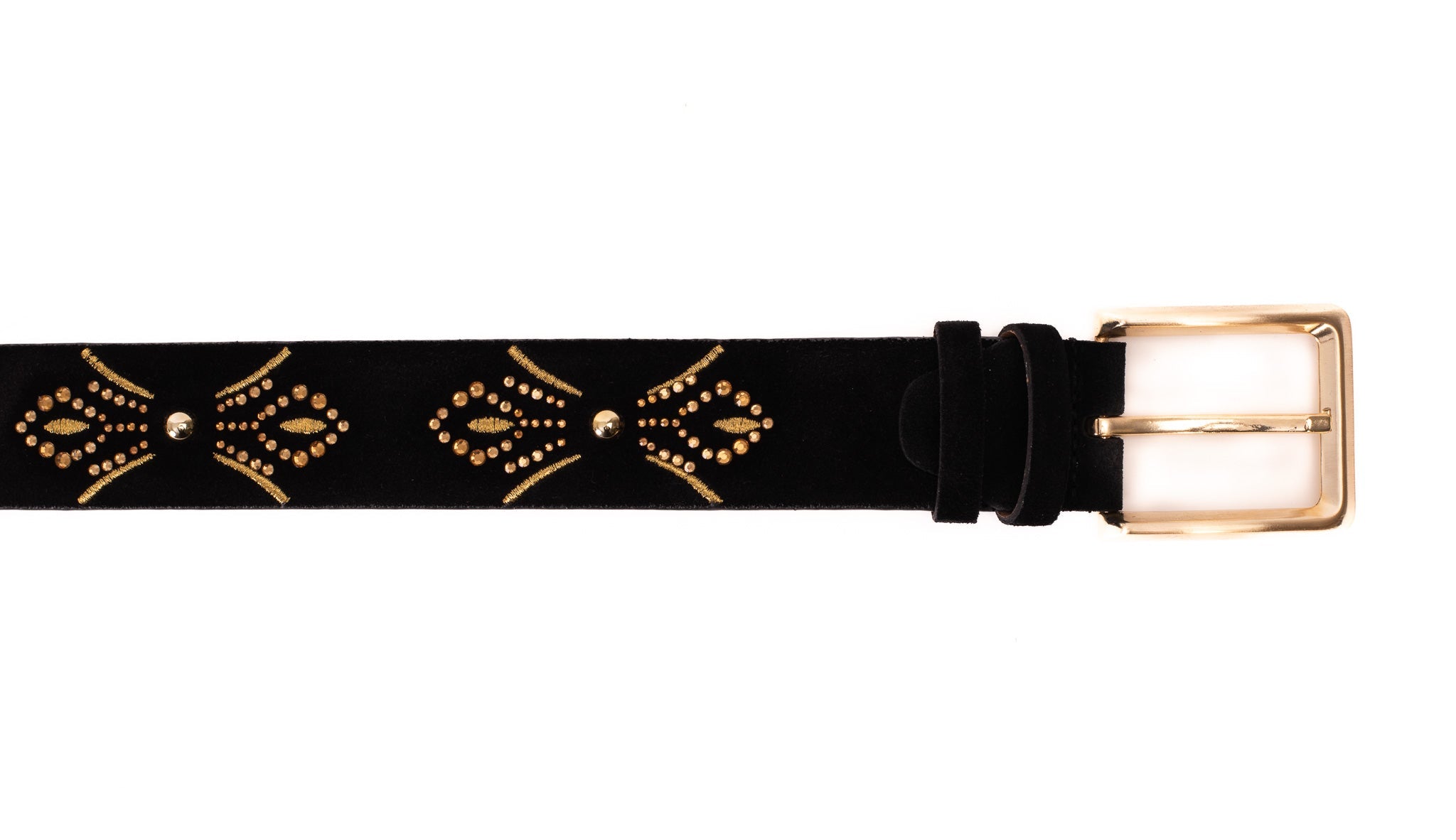 The Lazio Black Suede Leather Belt Universal Fit