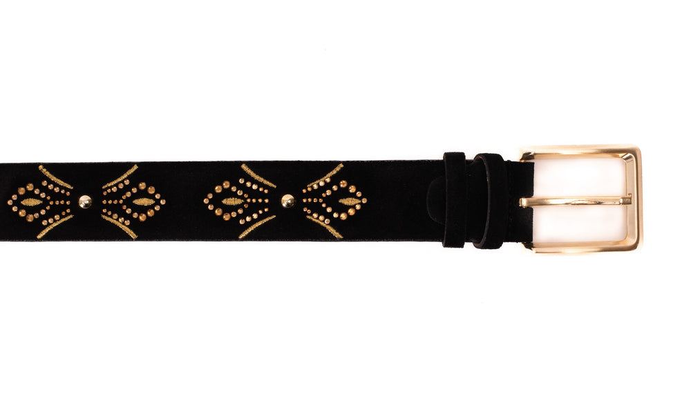 The Lazio Black Suede Leather Belt Universal Fit