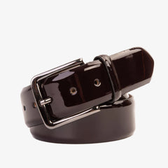 The Dodoma Burgundy Patent Leather Belt Fine Craftsmanship
