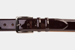 The Dodoma Burgundy Patent Leather Belt Fine Craftsmanship