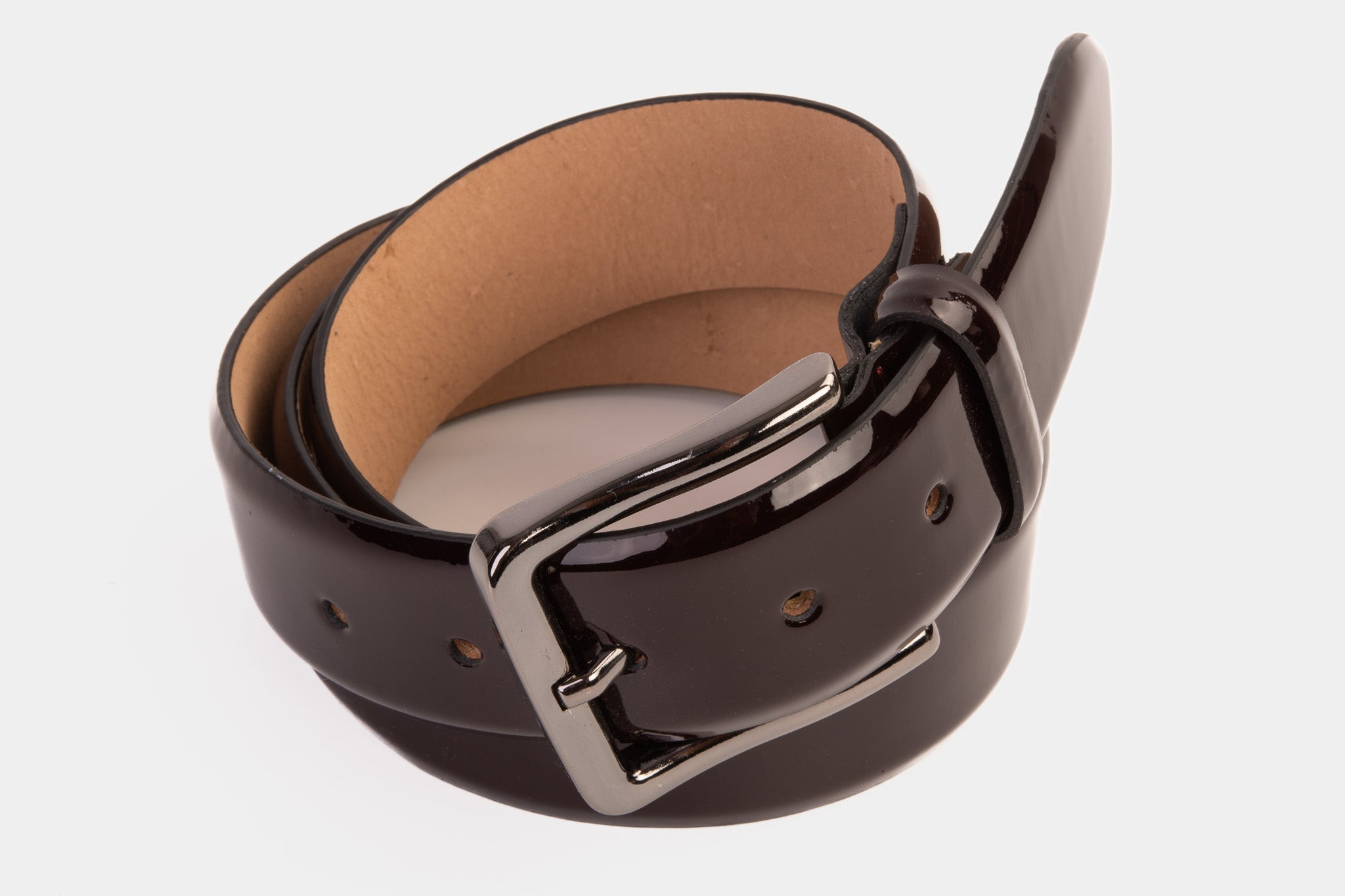 The Dodoma Burgundy Patent Leather Belt Fine Craftsmanship