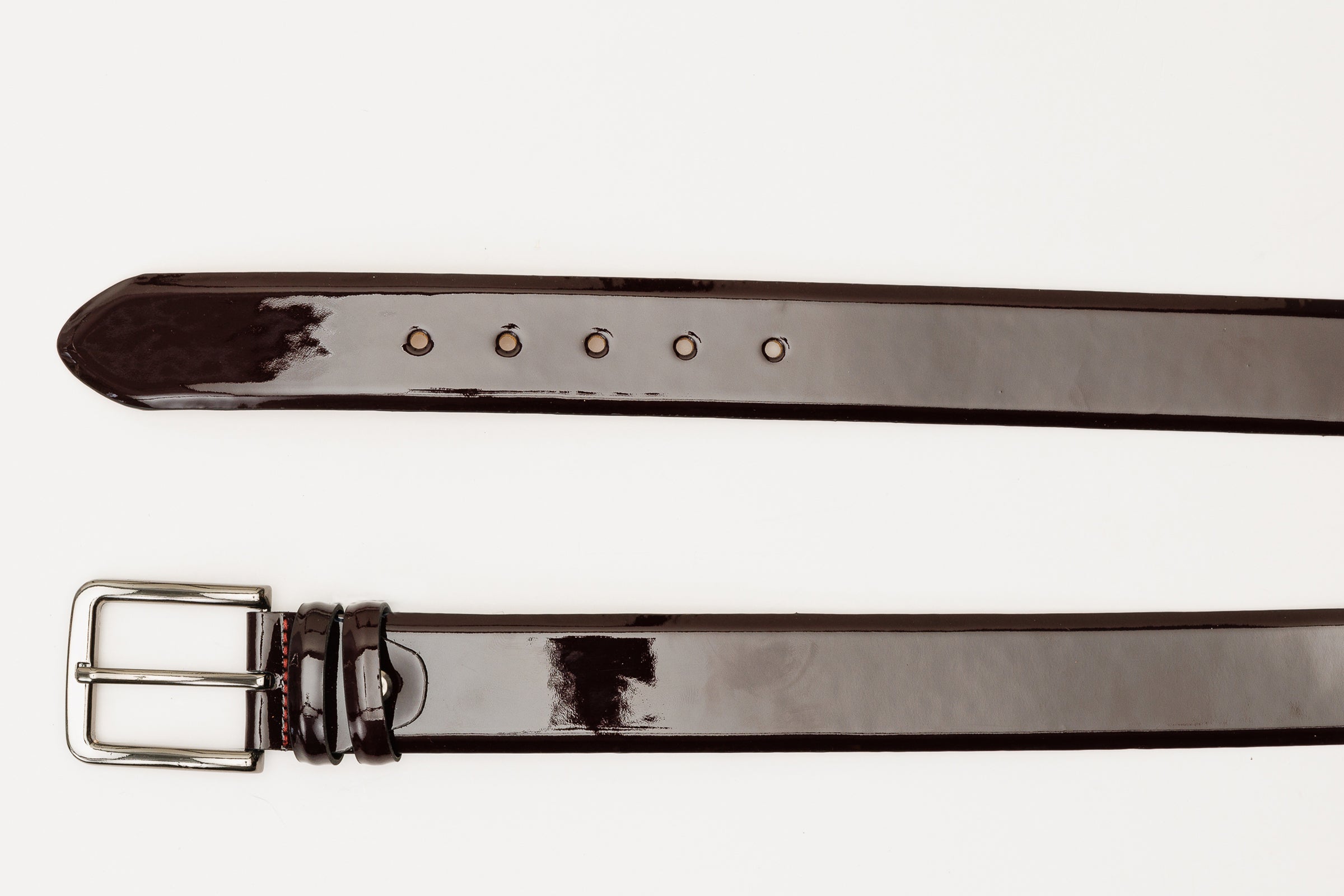 The Dodoma Burgundy Patent Leather Belt Fine Craftsmanship