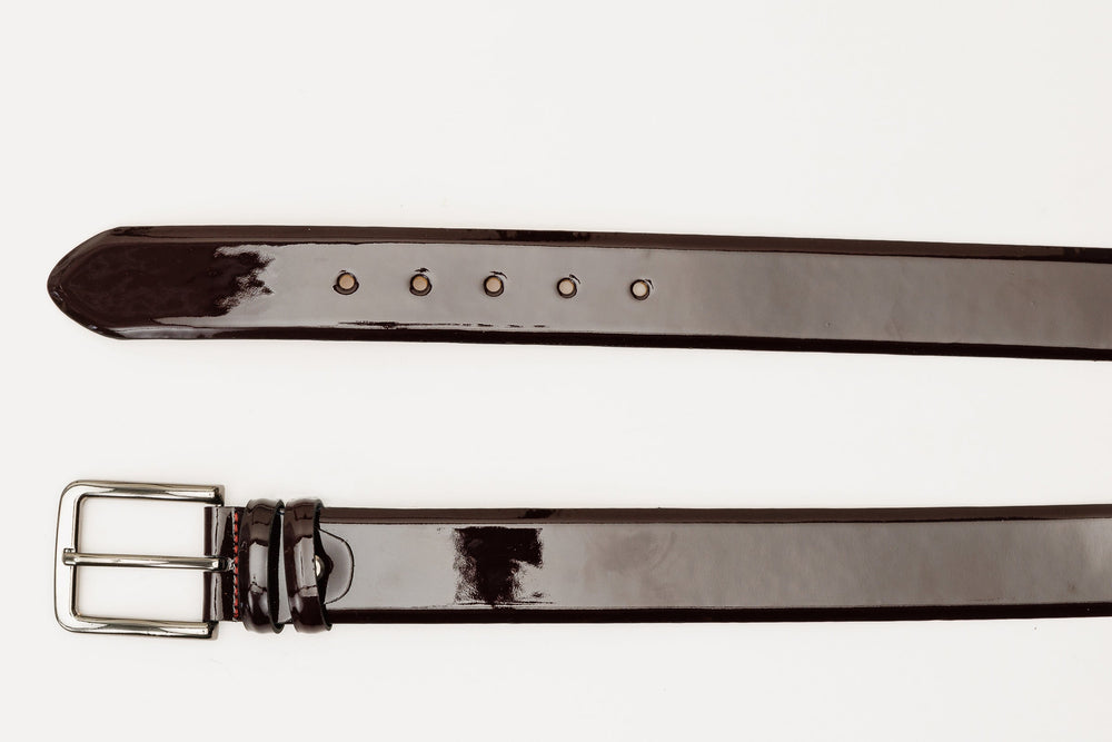 The Dodoma Burgundy Patent Leather Belt Fine Craftsmanship