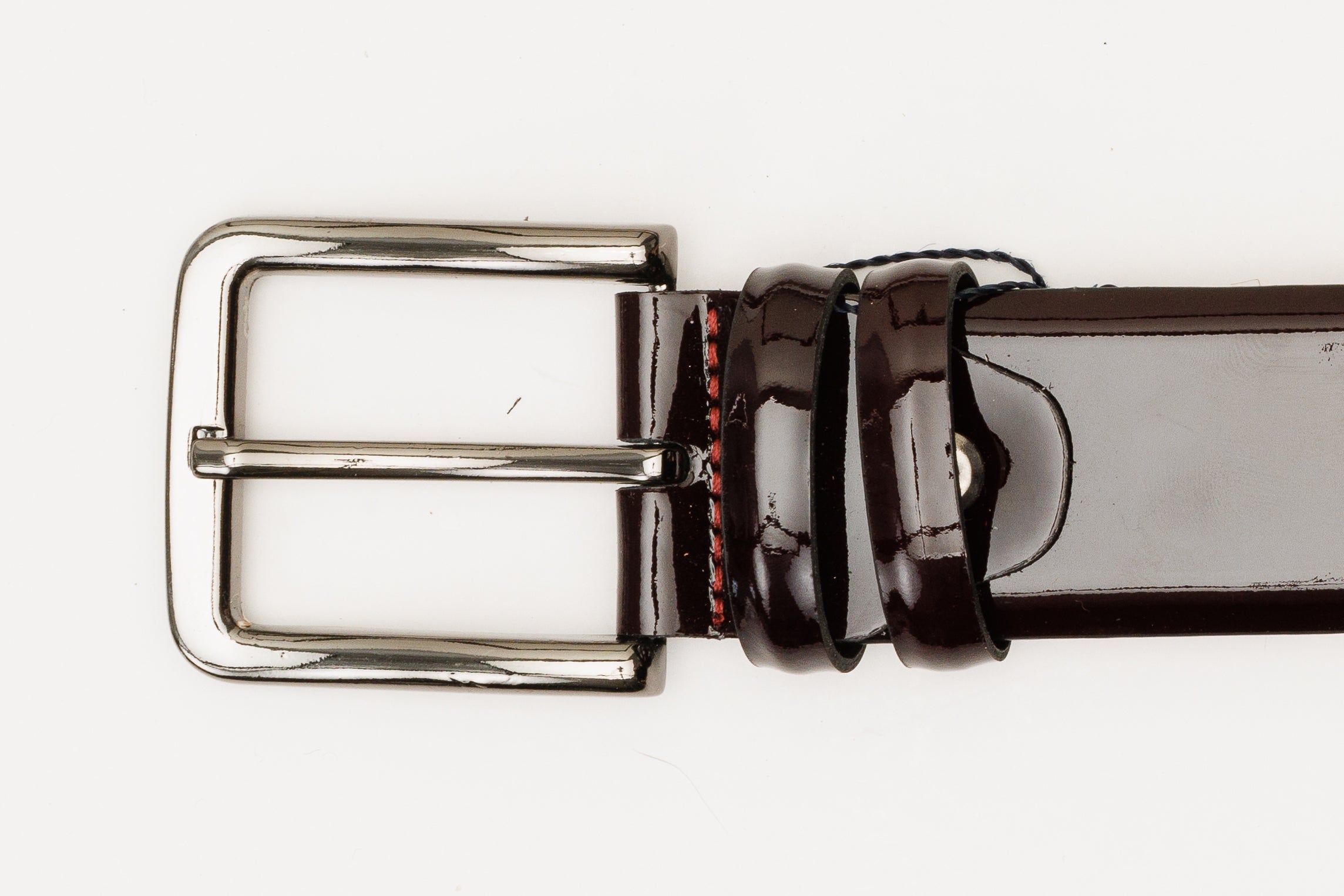 The Dodoma Burgundy Patent Leather Belt Fine Craftsmanship