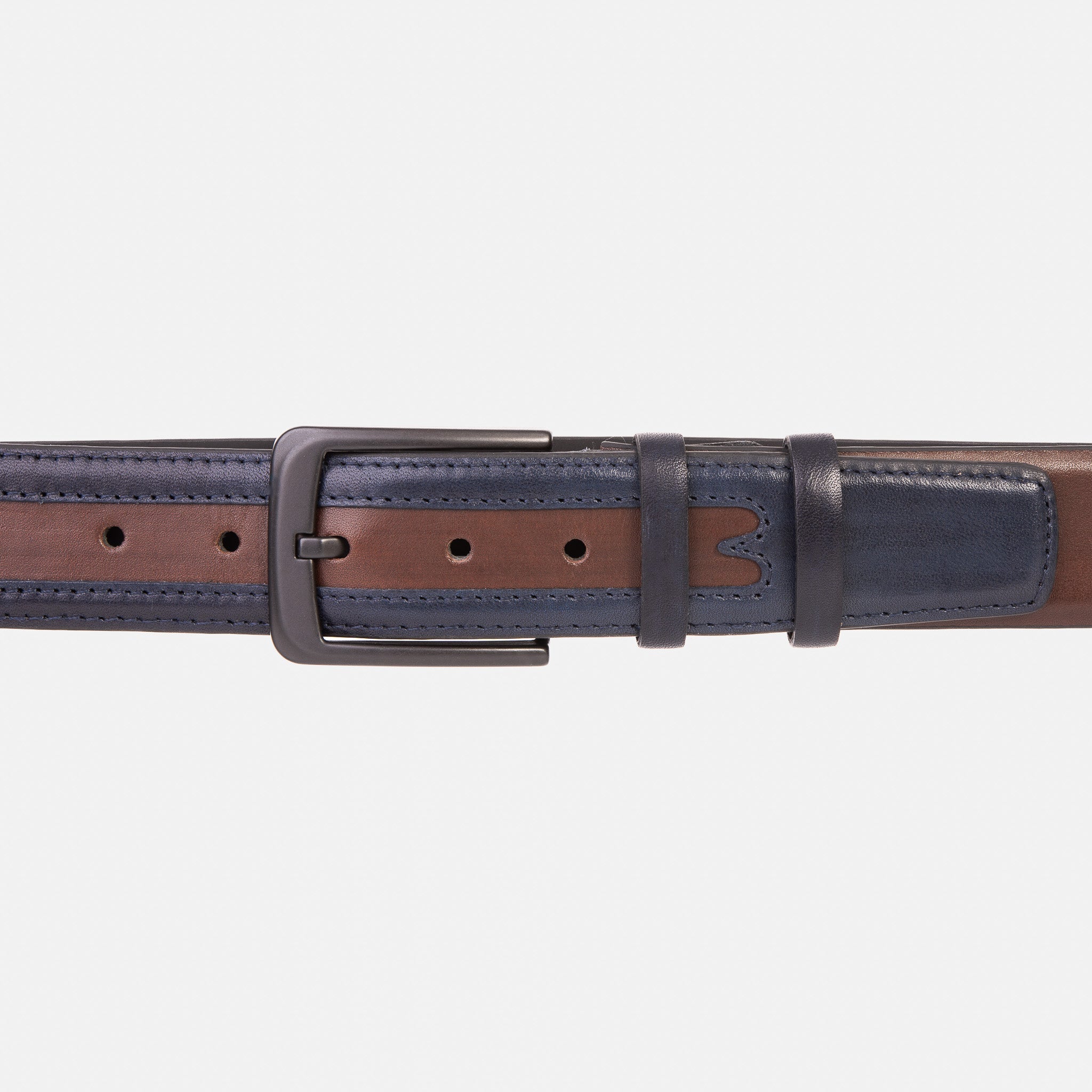The Neiva Navy\/Brown Leather Belt Exclusive Style