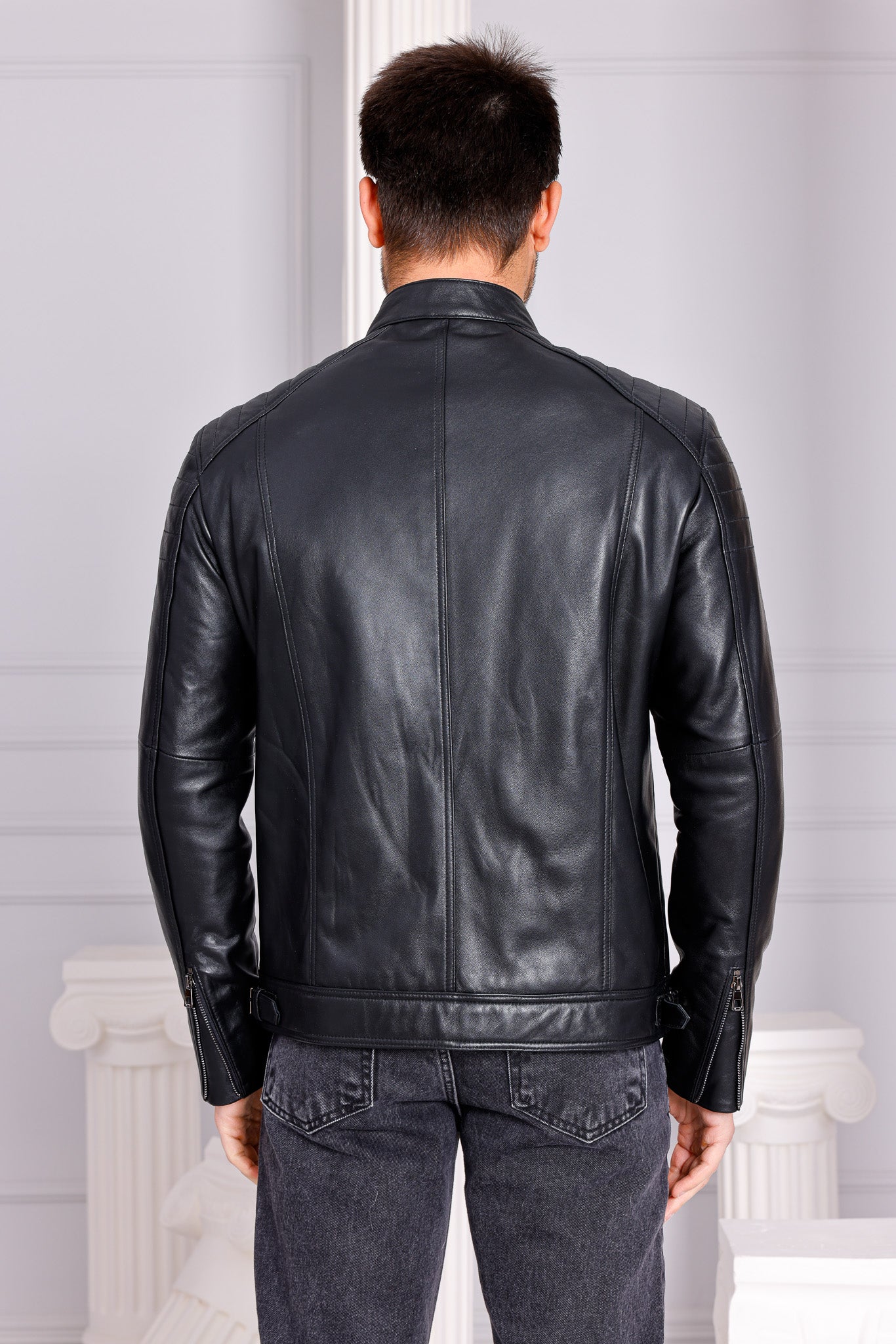 The Argento Black Leather Jacket For Sale