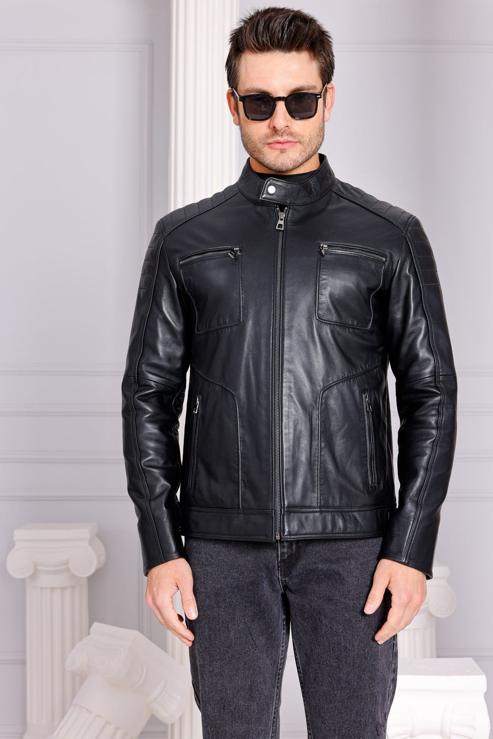 The Argento Black Leather Jacket For Sale