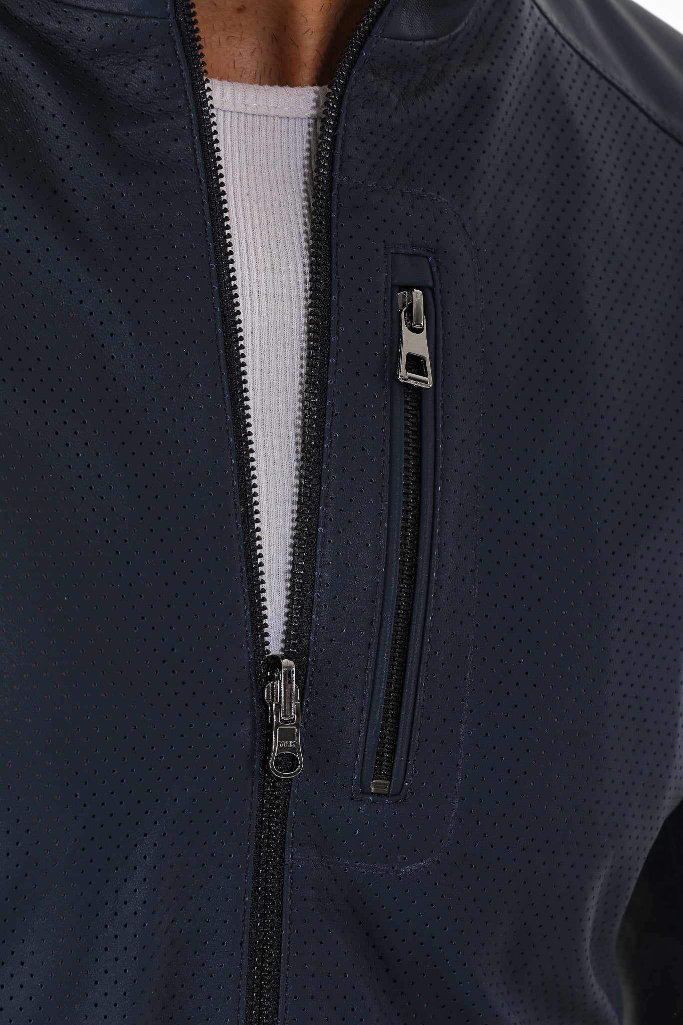 The Como Navy Blue Leather Bomber Jacket All New