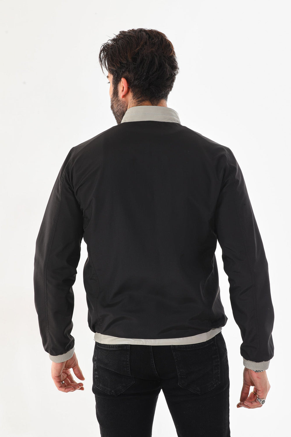 The Como Reversible Cream Black Leather Bomber Jacket Universal Fit