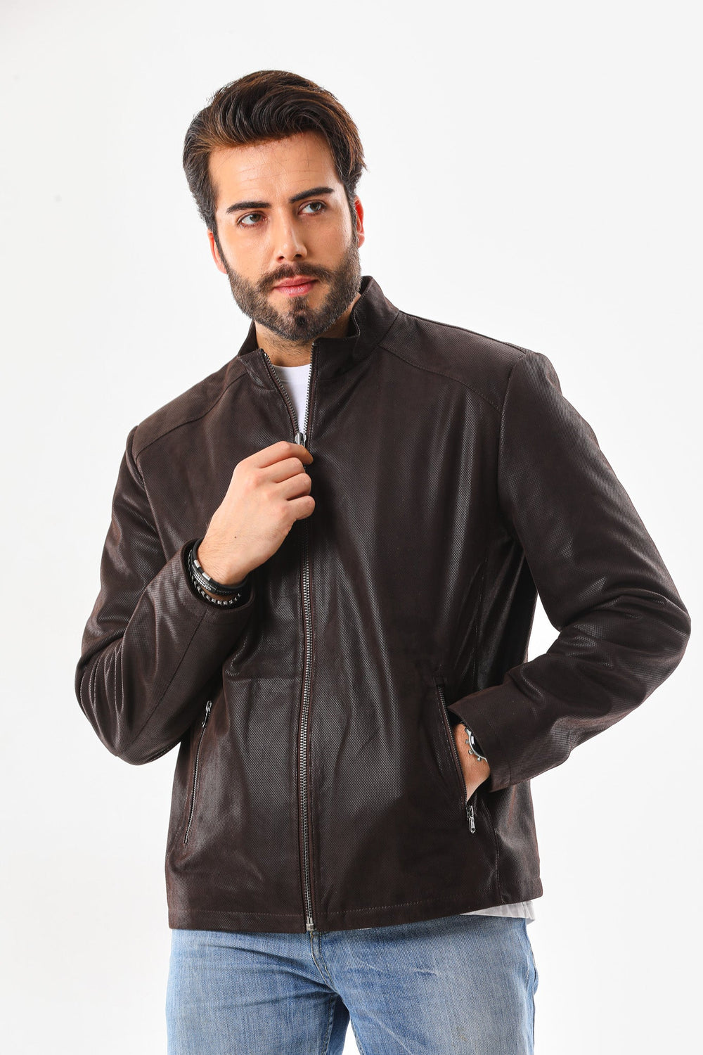 The Modena Matte Espresso Leather Jacket On Sale
