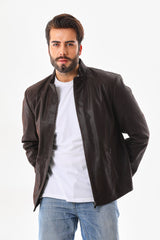 The Modena Matte Espresso Leather Jacket On Sale