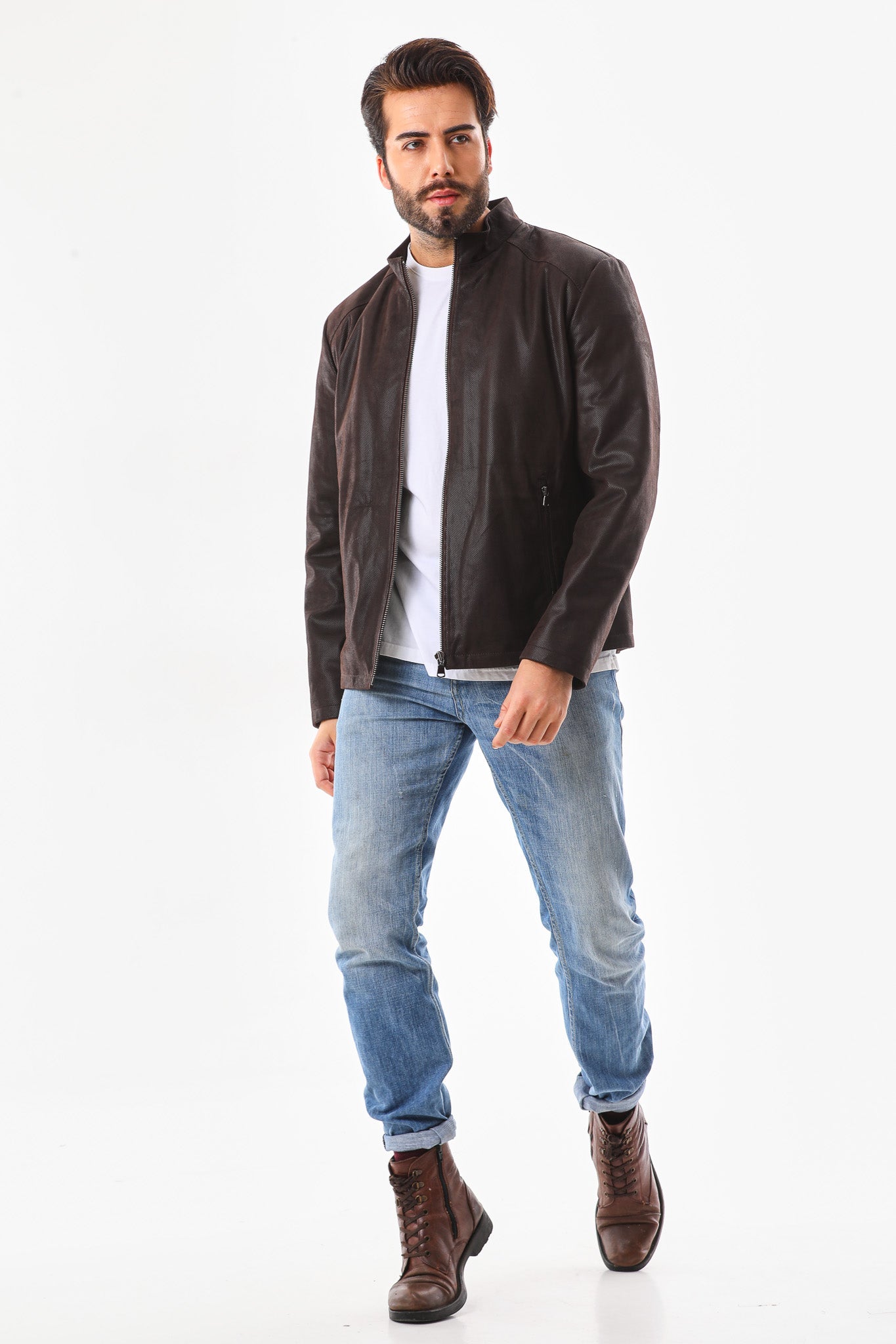 The Modena Matte Espresso Leather Jacket On Sale