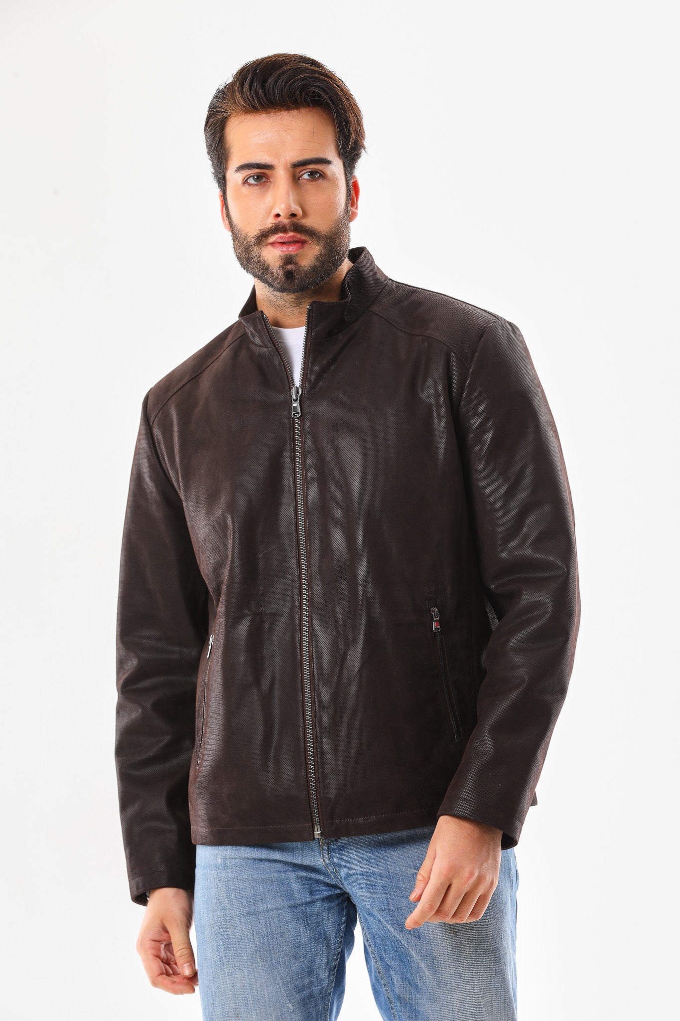 The Modena Matte Espresso Leather Jacket On Sale