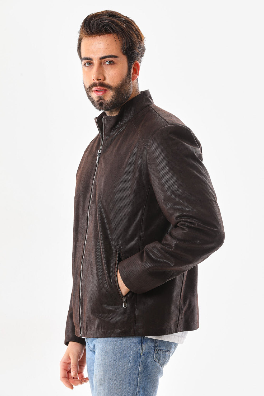 The Modena Matte Espresso Leather Jacket On Sale