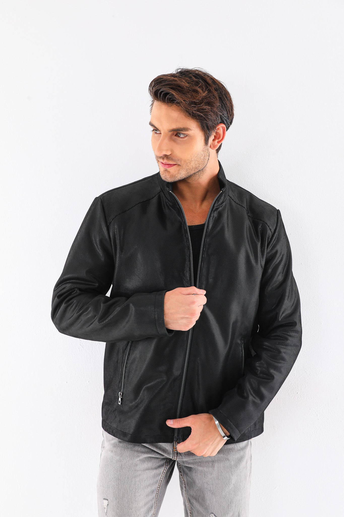 The Varden Black Leather Jacket For Sale