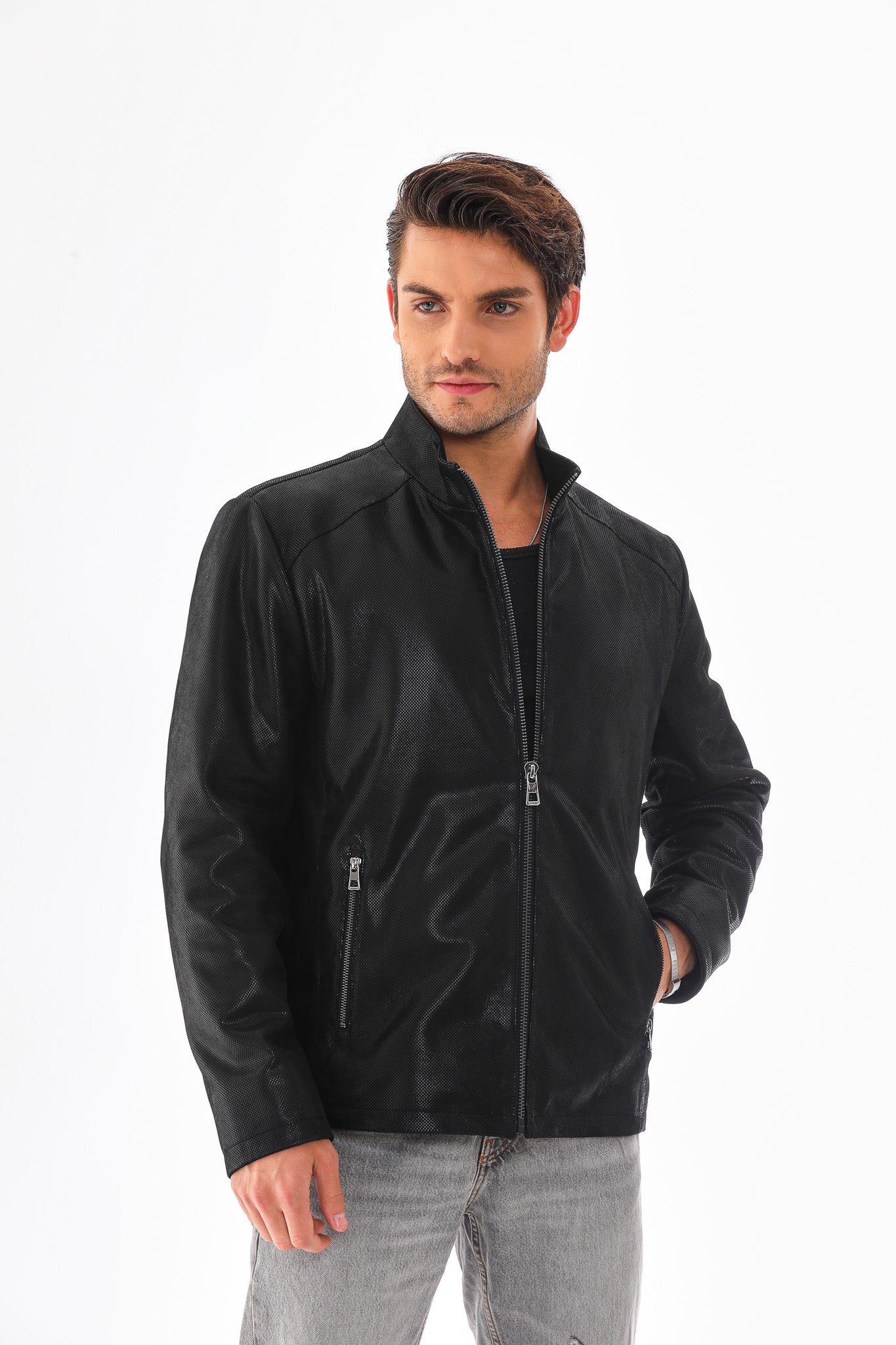 The Varden Black Leather Jacket For Sale