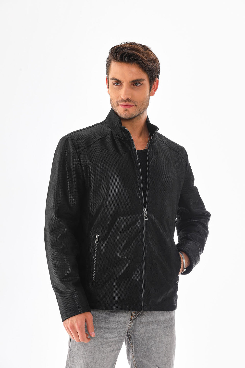 The Varden Black Leather Jacket For Sale