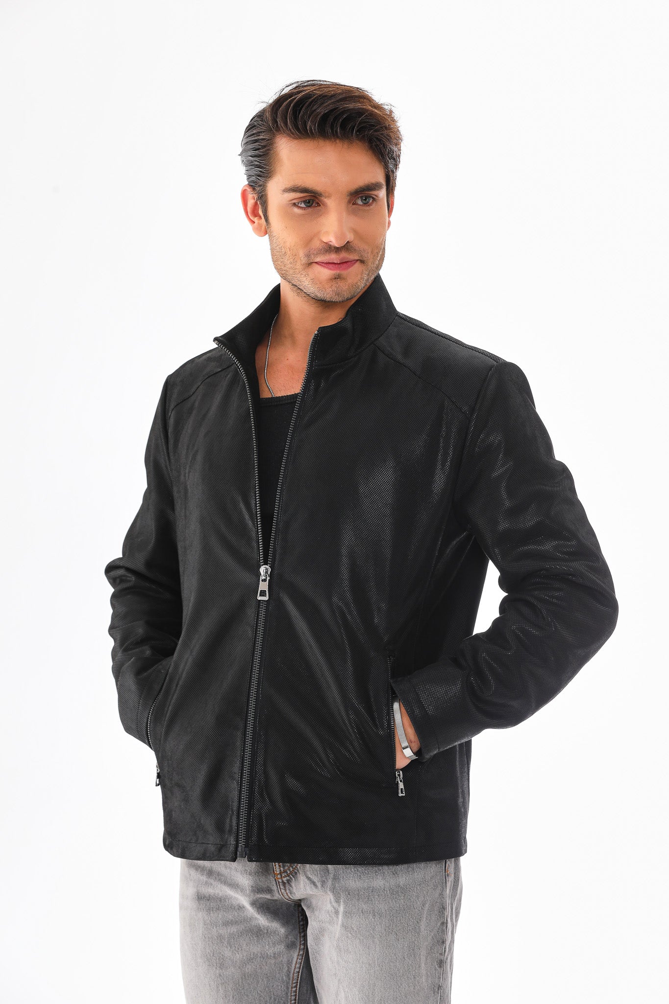The Varden Black Leather Jacket For Sale